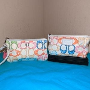 Coach Set- Pastel Signature  Scribble C Accessories Wristlet Clutch Travel Bags